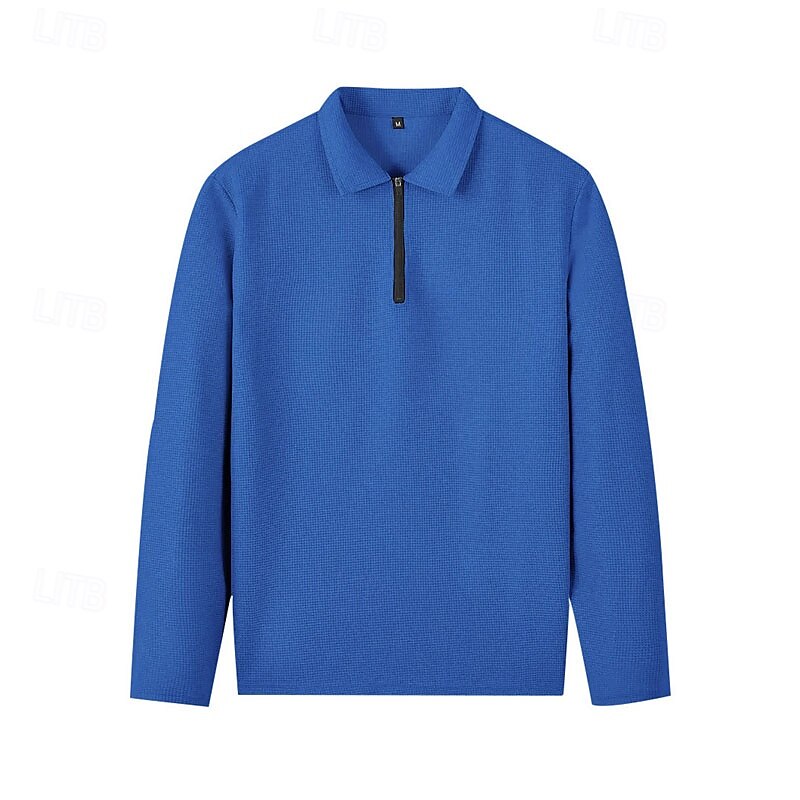 Miesten Vohveli poolopaidat Quarter Zip Polo Päivittäin Pyhäpäivä Neljänneksen postinumero Pitkähihainen Muoti Moderni Tavallinen 2-osainen 봄 & Syksy Normaali Musta Valkoinen Sininen Khaki Vaalean 2025 - $34.99 –P15