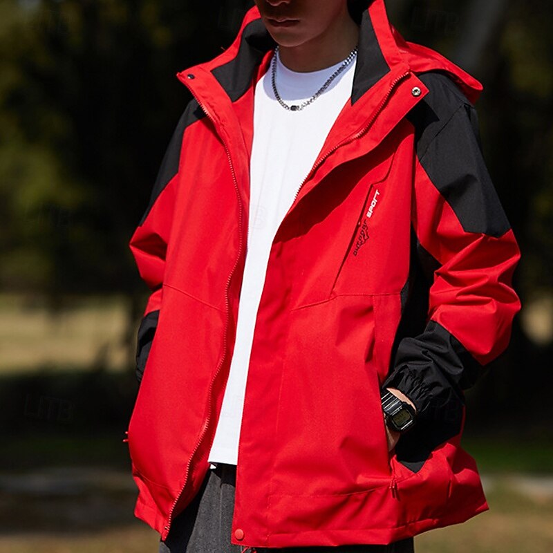Herren Soft Shell Jacke Wanderjacke Draussen Windundurchlässig Wasserdicht Leichte Jacke Windbreaker-Jacke Reisen Dunkelgrau Schwarz Elfenbein Gelb Rot 2025 - $39.99 –P7