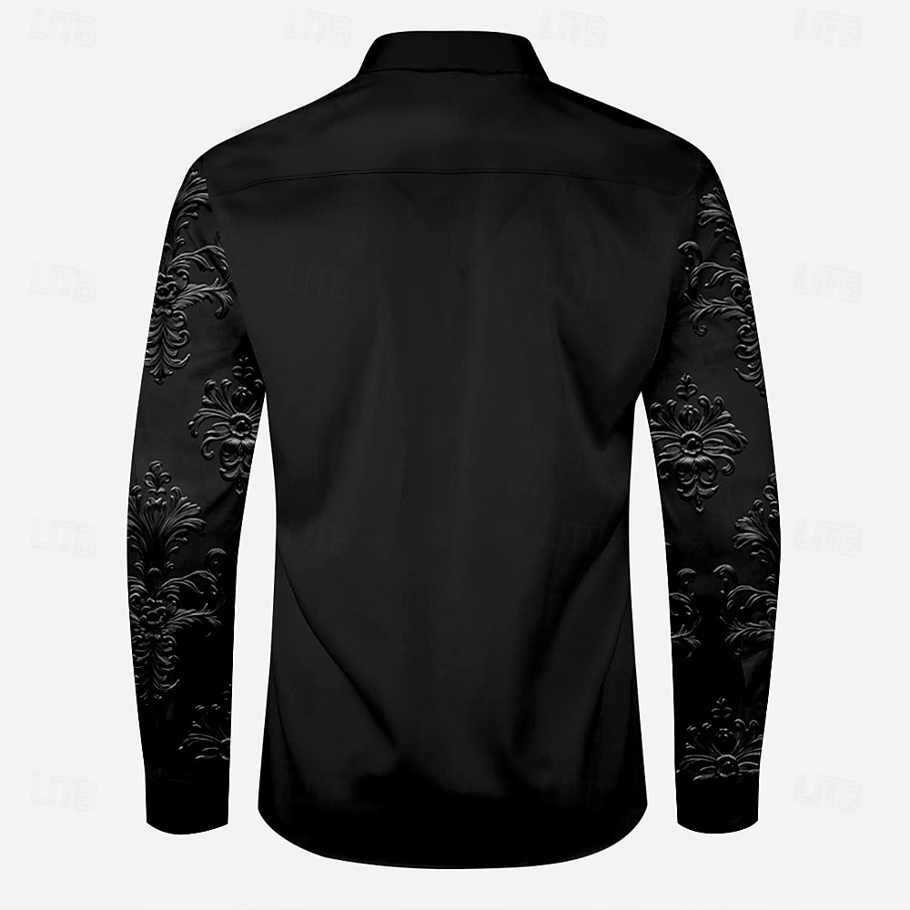 Men's Floral Western Shirt Cowboy Shirt Long Sleeve Western Sport Spring Fall Turndown Patchwork Black 2025 - $31.99 –P2