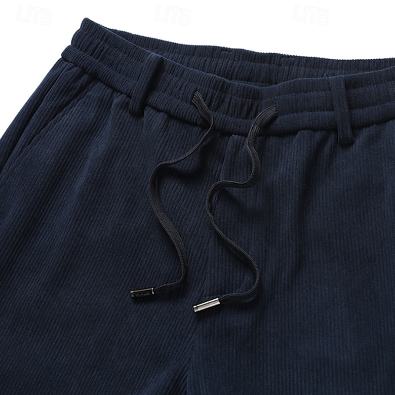 Homens Social Calças de Veludo Calças chinês Bolsos Com Cordão Cintura elástica Côr Sólida Conforto Formal Festa Trabalho Moda Estilo Clássico Preto Azul Marinha Micro-Elástica de 2025 por $18.99 –P8