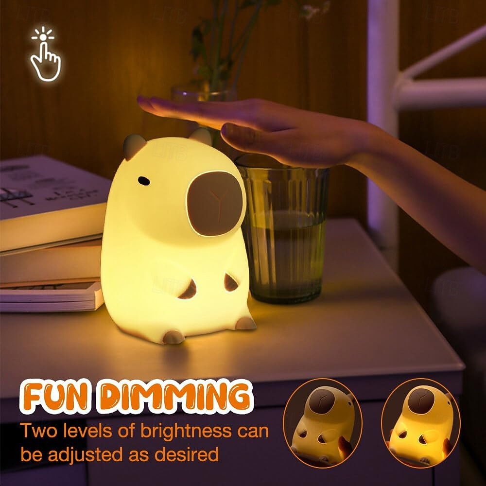 Cute Cartoon Capybara Silicone Night Light USB Rechargeable Timing Dimming Sleep Night Lamp for Children's Room Decor 2026 - $43.99 –P6