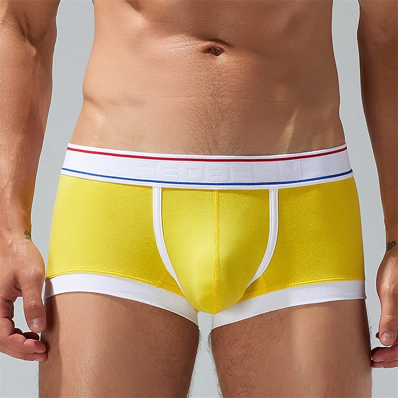 Herren 1 pc Unterwäsche Boxer Boxer-Shorts Patchwork Polyester Atmungsaktiv Weich Komfortabel Farbblock Mittlere Hüfthöhe Gelb Rote 2025 - $10.49 –P17