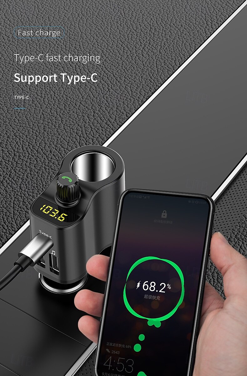 FM Transmitter BT 5.0 Car Kit Handsfree Car Music Player Cigarette Lighter Socket Splitter Dual USB Car Charger 2025 - $31.99 –P3