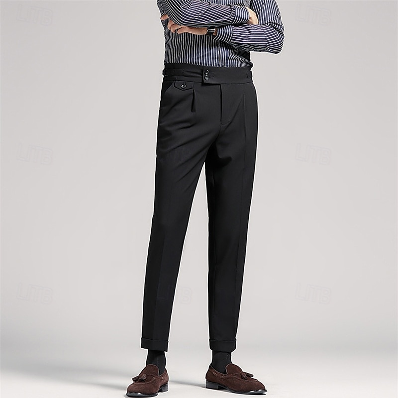 Men's Graduation Dress Pants Trousers Chinos Buttons Pocket Solid Color Comfort Formal Party Work Fashion Classic Style Black Navy Blue Micro-elastic 2026 - $49.99 –P3