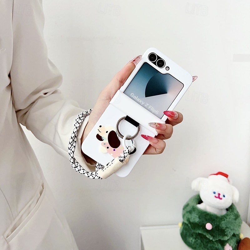 Phone Case For Z Flip 7 Z Flip 6 Z Flip 5 Z Flip 4 Z Flip 3 Back Cover with Wrist Strap Shockproof Retro TPU Silicone 2025 - $19.99 –P8