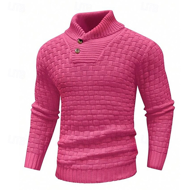 Men's Pullover Sweater Jumper Knit Sweater Ribbed Knit Regular Knitted Plain Turtleneck Fashion Basic Vacation Daily Wear Clothing Apparel Fall & Winter Black Yellow S M L 2025 - $37.99 –P9