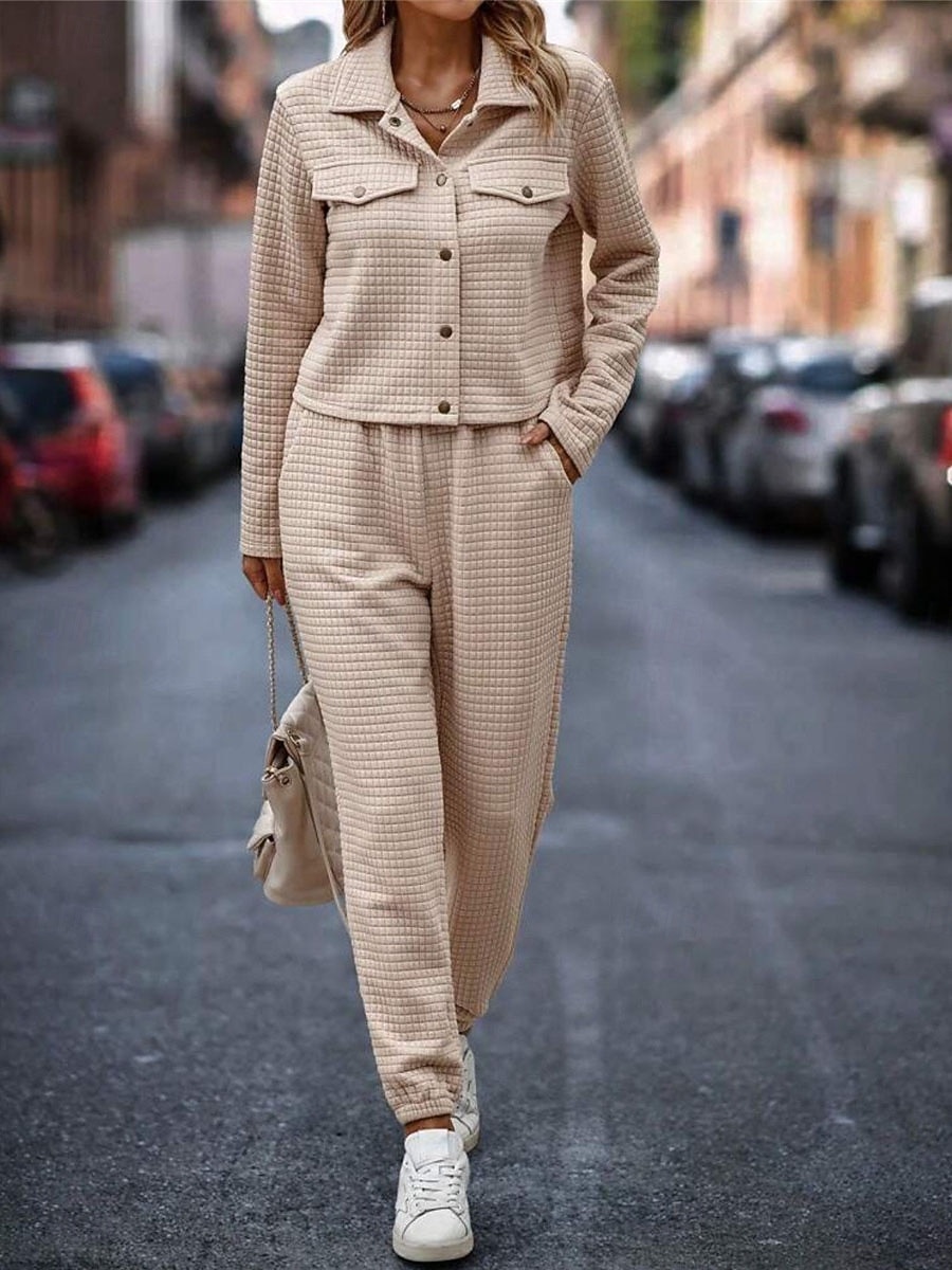 Damen Modisch Strassenmode Täglich Hemd Chinesisch Chino Langarm Hemdkragen Glatt Casual Täglich Rosa Grün Khaki Herbst Regular Fit 2025 - $36.99 –P10