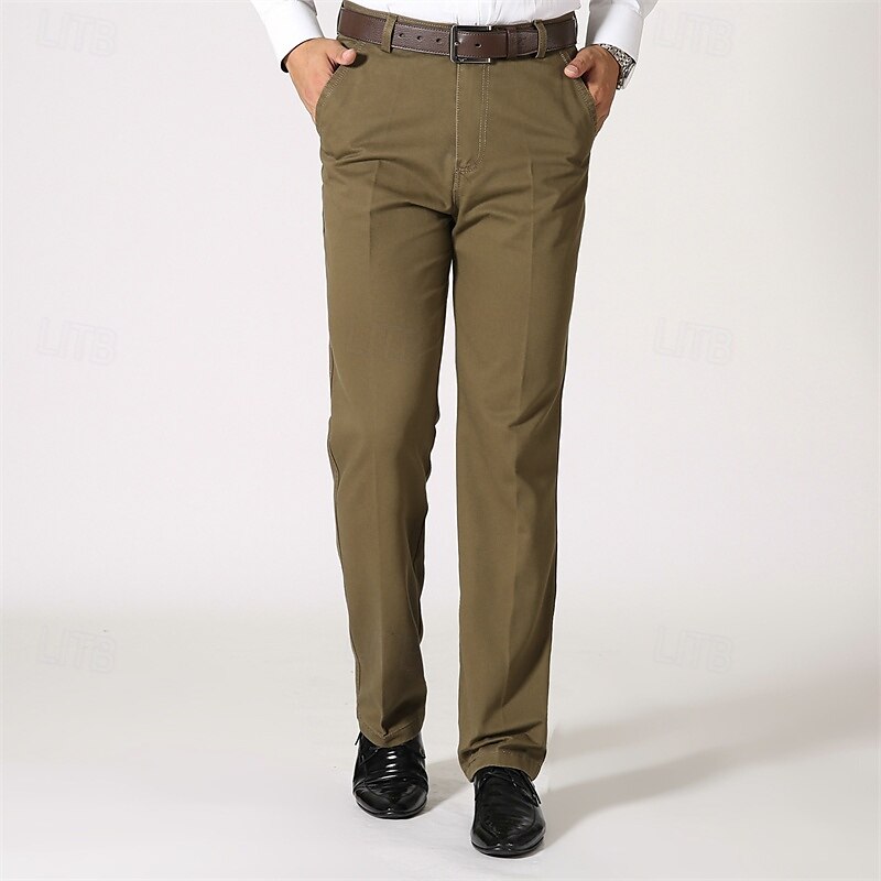 Homens Social Calças chinês Botões Bolsos Tecido Conforto Formal Festa Trabalho Moda Estilo Clássico Preto Marron Micro-Elástica de 2025 por $22.99 –P1