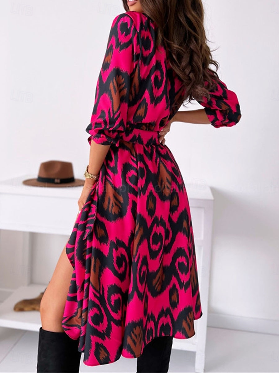 Damen Midikleid Casual kleid Schaukelkleid A Linie Kleid Boho-Kleid Brautkleider schlicht Täglich Regular Fit Blumen Langarm V Ausschnitt Schwarz Gelb Rote Purpur Frühling Herbst 2025 - $41.99 –P6