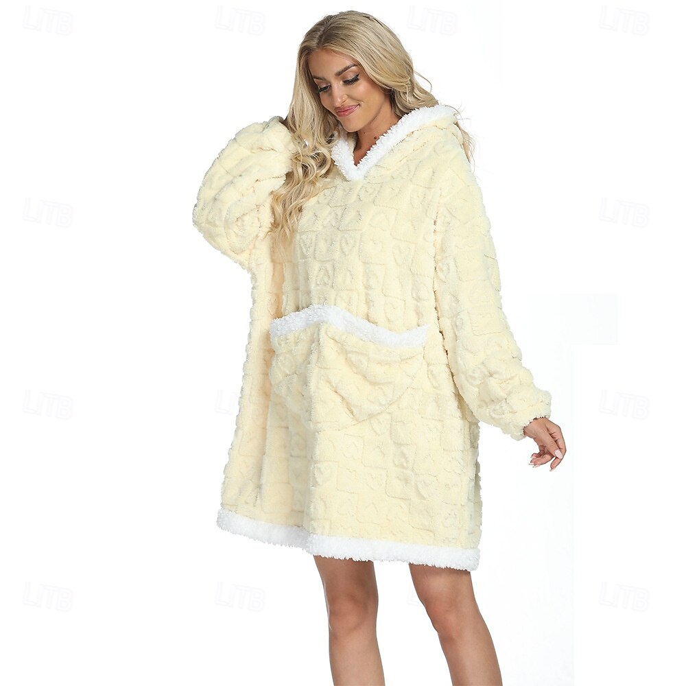 Adulte Couleur unie Combinaison de Pyjamas Couverture à capuche surdimensionnée Couverture portable avec poche Combinaison de Pyjamas Pyjamas Kigurumi Le style mignon Pour Homme et Femme Carnaval de 2025 ? $32.99 –P2