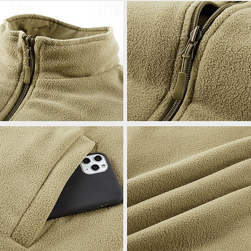 Men's Hiking Vest Hiking Fleece Vest Sleeveless Vest Outdoor Thermal Warm Fleece Lining Comfortable Winter Multiple Pockets Polyester Black Army Green Khaki Hunting Fishing Climbing 2025 - $31.99 –P5