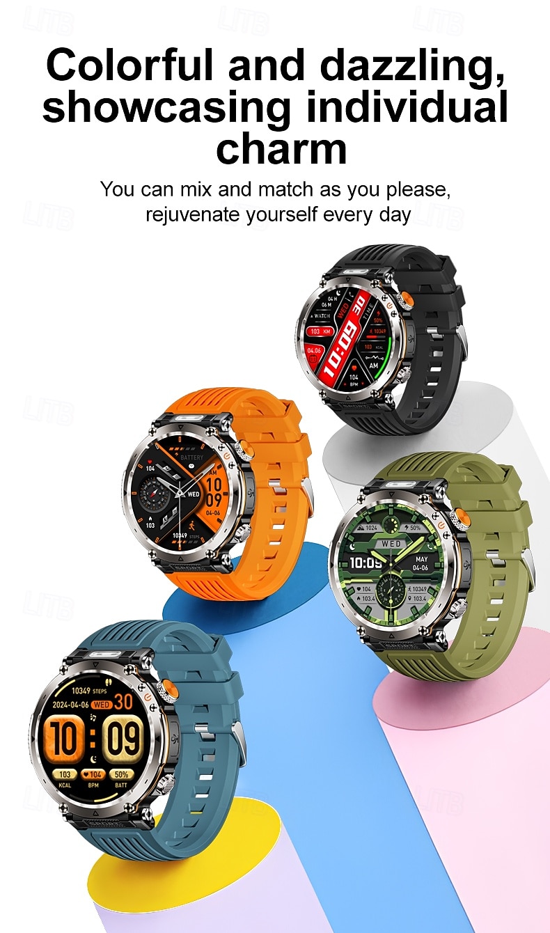 HT30 Smart Watch Rugged Military Men's 1.7 inch 600mAh Battery Compass Sports Fitness Watches Bluetooth Call Smartwatch 2025 - $43.99 –P14