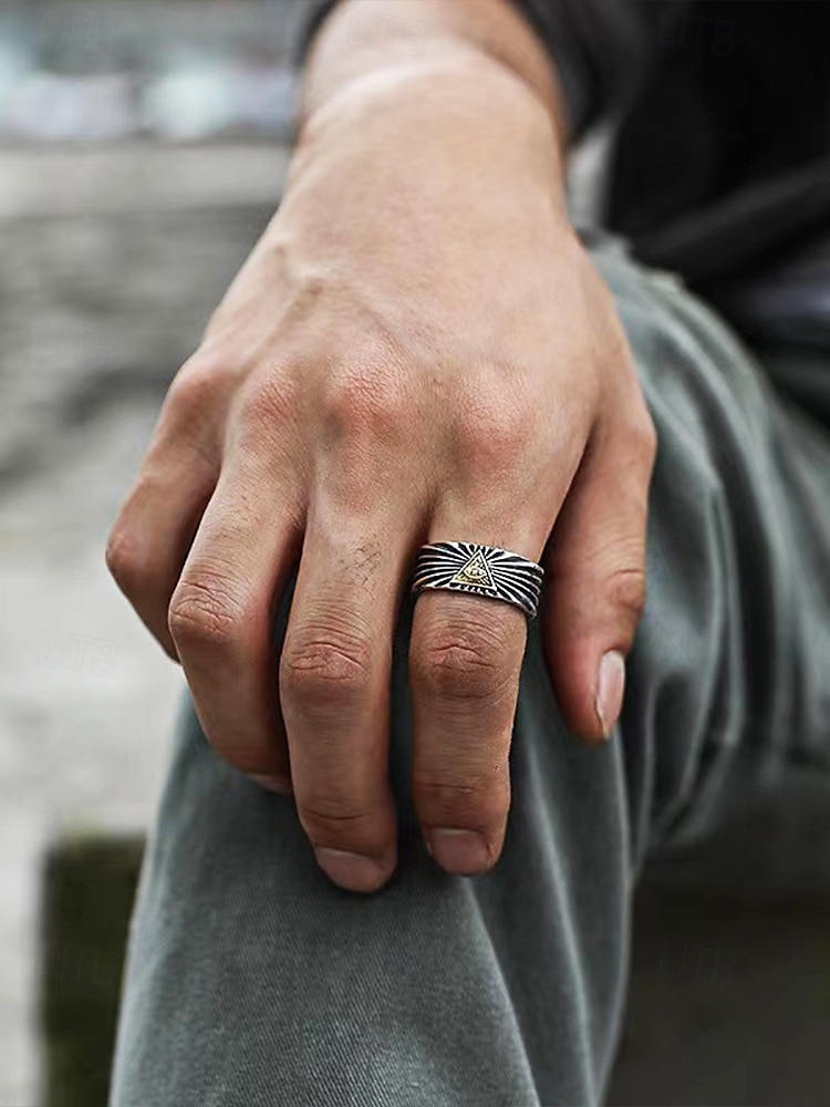 anello vintage regolabile da uomo - design occhio della provvidenza, perfetto per stili gotici e boho del 2025 a $9.99 –P3