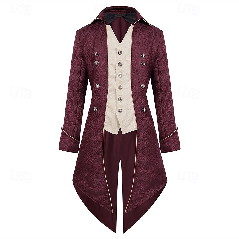 Punk & Gothic Medieval Renaissance Coat Jacket Tailcoat Prince Nobleman Men's Royal Steampunk Halloween Masquerade Event / Party Masquerade Adults' Coat 2025 - $51.99 –P4