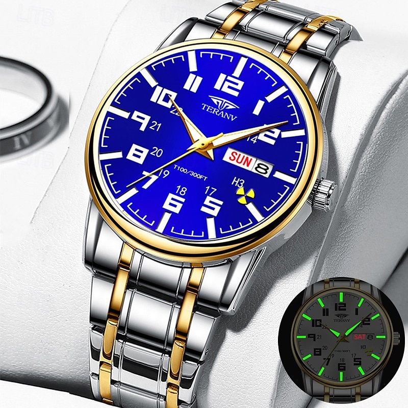 1 pz nuovo acciaio inossidabile con orologio da uomo digitale calendario settimanale display moda tendenza vita viaggio luminescente tempo libero sport affari orologio regalo di compleanno regalo di del 2025 a $22.99 –P11