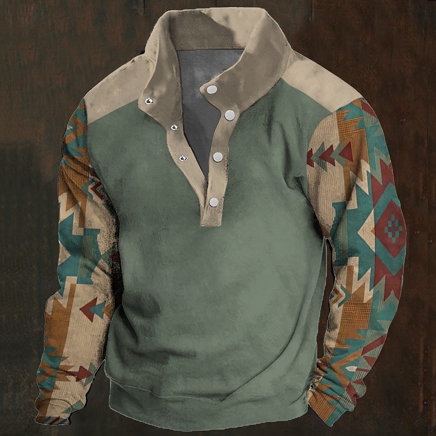Per uomo Etnico Felpa Felpa Felpa Chiusura lampo quarto Giornaliero Etnico Vacanze Con stampe Per eventi 1/4 zip Inverno Primavera & Autunno del 2025 a $31.99 –P1