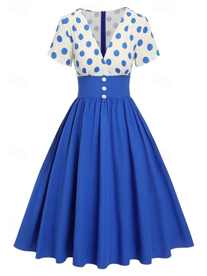 Retrò Vintage Anni 1950 Abito vintage Vestito Mascherata Pois Linea ad A Per donna Carnevale Capodanno Mascherata Casual Quotidiano Addio al Nubilato Adulti Vestito del 2025 a $24.99 –P2