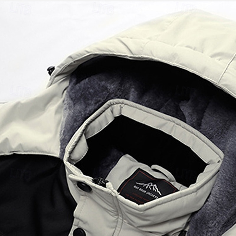 Herre Softshell jakke Turjakke Fleecejakke Vinter utendørs Fargeblokk Hold Varm Fleecefor Vindtett Vannavvisende Vindjakke Reise Svart Hvit Marineblå Grå 2025 - $75.99 –P2
