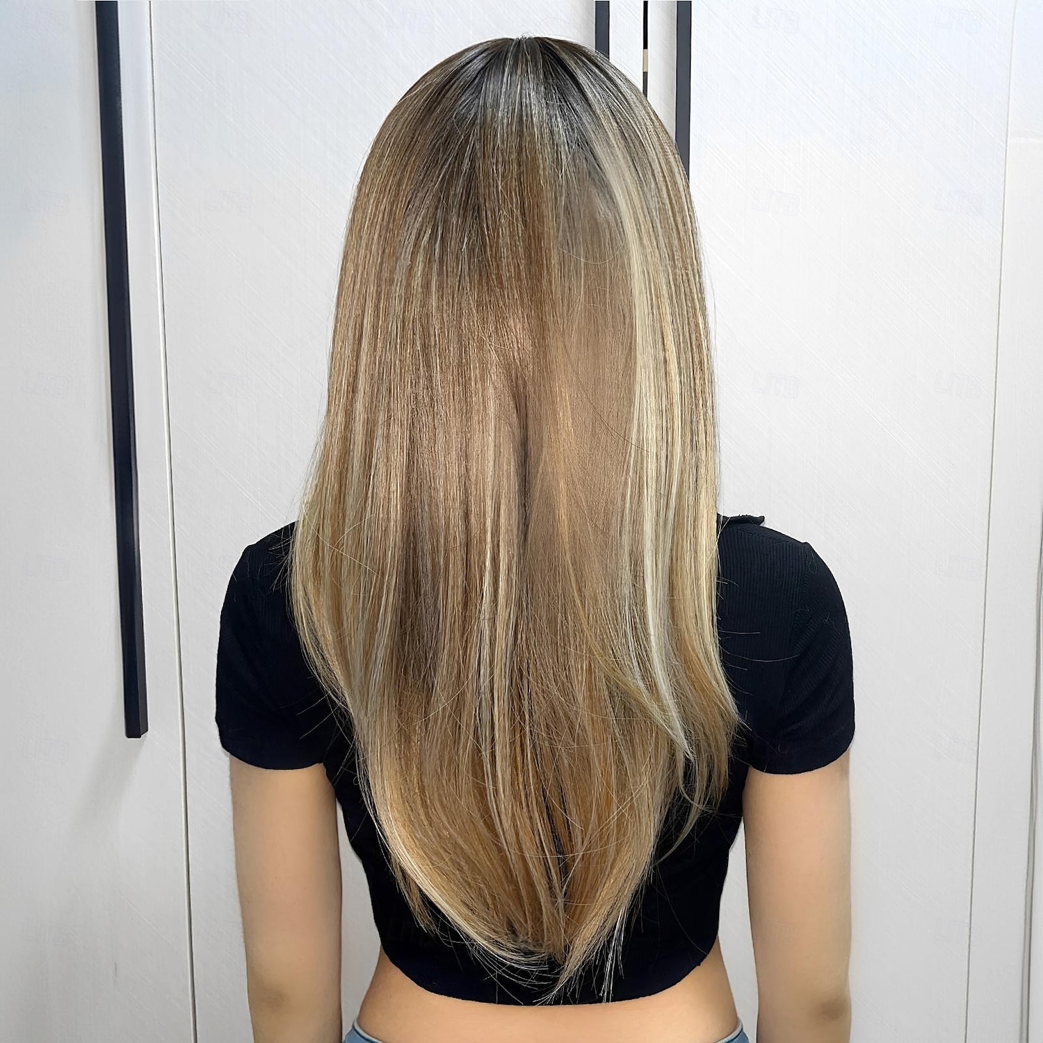 24 inch synthetische pruik damespruik donkerbruin lang golvend krullend haar met pony mode elegant dagelijks natuurlijk 2025 - $43.99 –P4