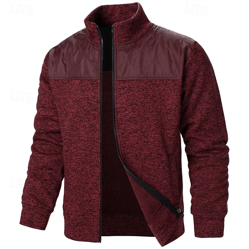 Men's Dress Sweater Cardigan Sweater Zip Sweater Sweater Jacket Ribbed Knit Regular Knitted Solid Color Stand Collar Warm Ups Casual Daily Wear Clothing Apparel Summer Fall Black Red S M L 2026 - E£1461.4 –P7