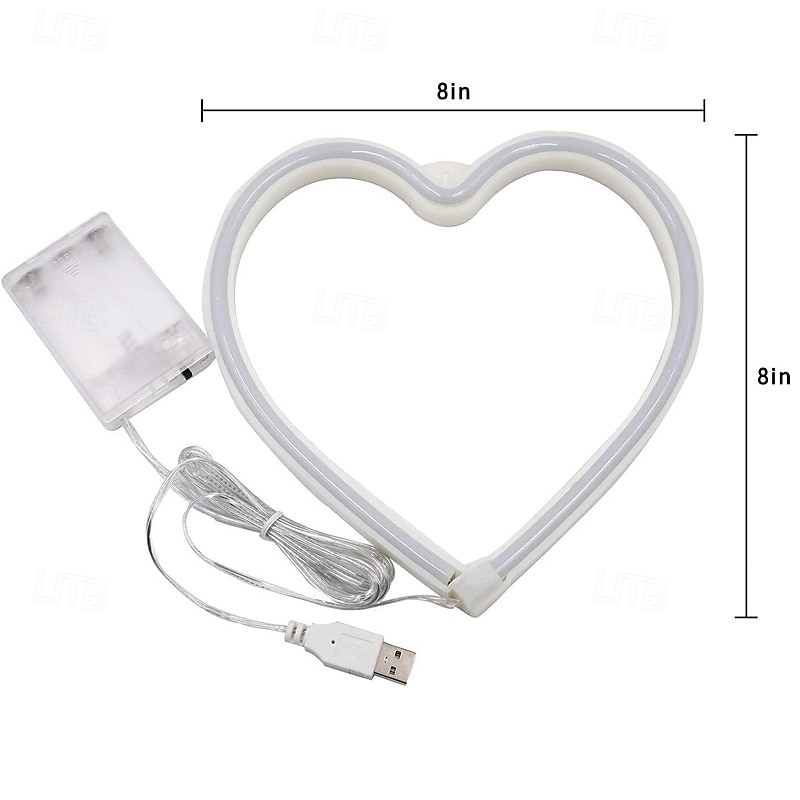 Różowe neonowe serce znak LED lampa bateryjna  zasilana USB dekoracja stołowa i ścienna do pokoju w akademiku dla dziewczyny na Dzień Matki Walentynki impreza urodzinowa dekoracja w domu 2026 - $14.99 –P1