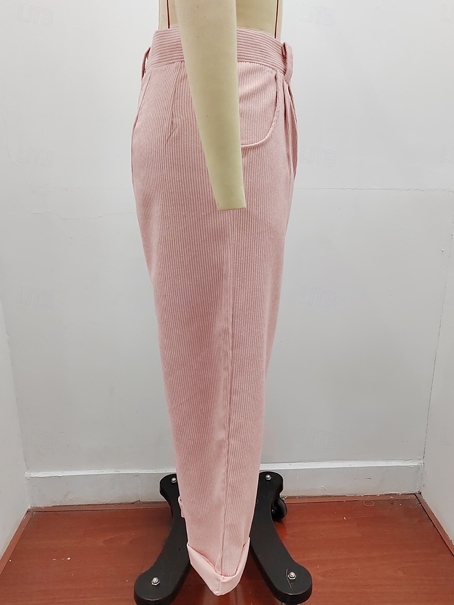 Per donna Chino Lunghezza intera Tinta unica Esercito verde Rosa Cachi Primavera & Autunno del 2025 a $24.99 –P5
