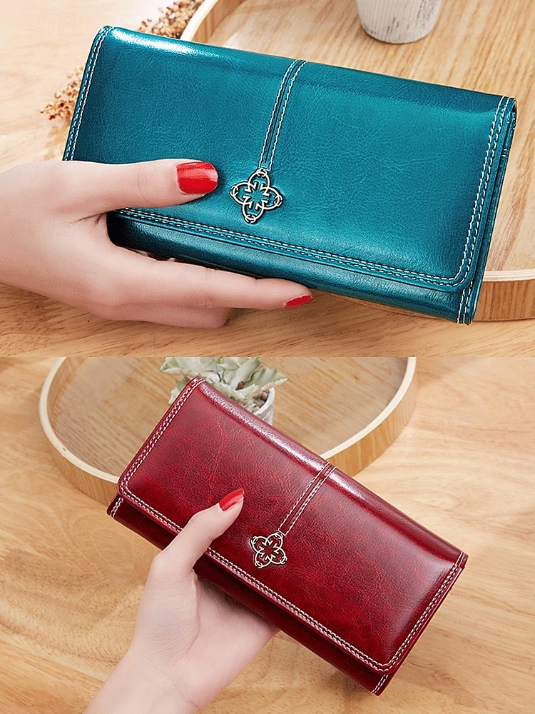 Women's Red Faux Leather Wallet with Multiple Card Slots and Zippered Coin Pocket – Elegant and Functional Clutch for Everyday Use 2025 - $14.99 –P5