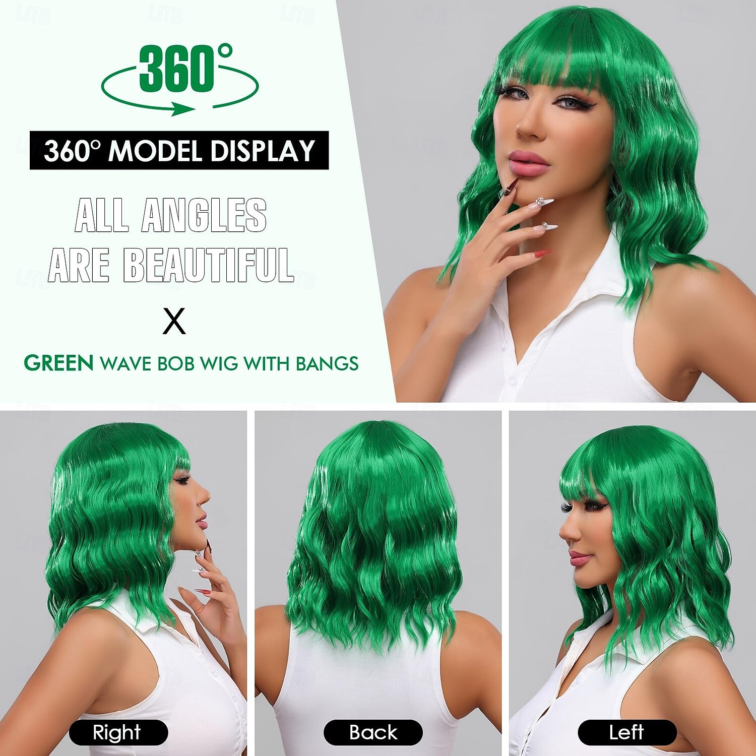 Short Wavy Wig with Bangs for Women Curly Bob Synthetic Wigs for Daily Use Costume Cosplay St.Patrick's Day Wigs 2025 - $18.49 –P7