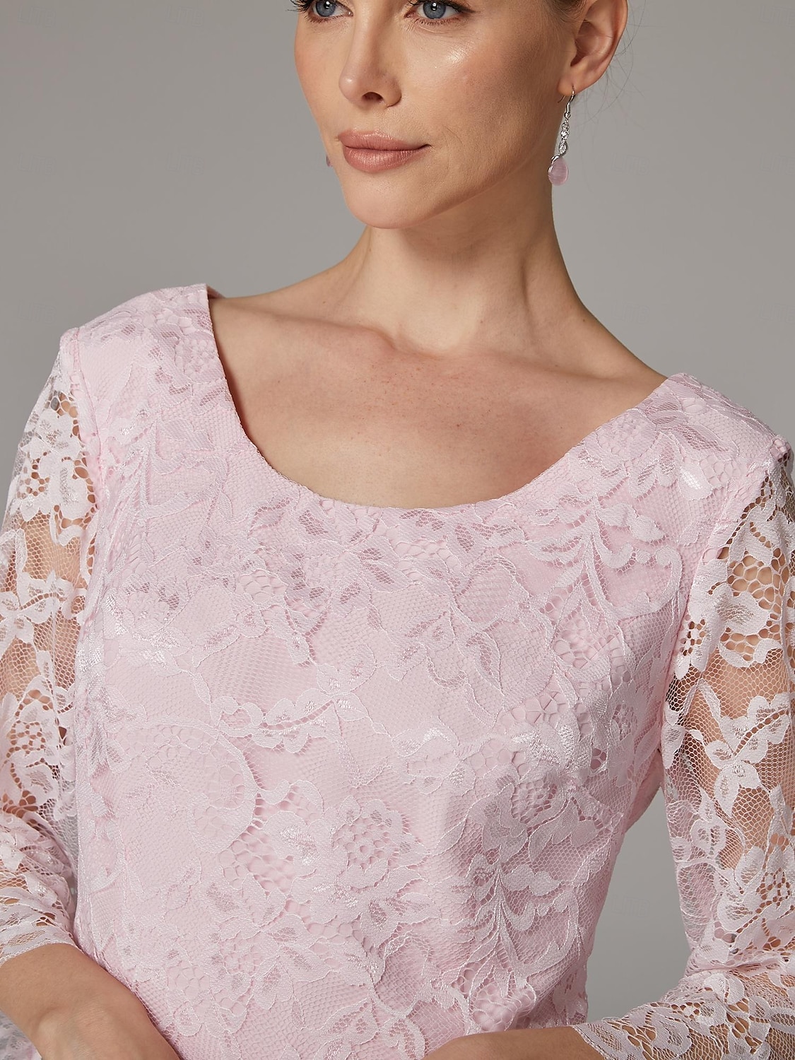 Two Piece A-Line Dress Beach Wedding Suit Mother of the Bride Dress Elegant Plus Size Jewel Neck Tea Length Chiffon Lace Short Sleeve Jacket Dresses with Solid Color 2025 - $149.99 –P3