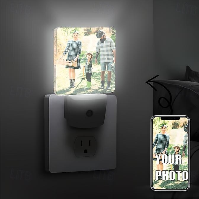 Personalisiertes, leuchtendes Foto-Nachtlicht mit Sensor, automatischer Dämmerungssensor, Valentinstags-Nachtlampe für die Familie, Valentinstag, Liebende, Schlafzimmer, Badezimmer, Flur 2025 - $18.99 –P3