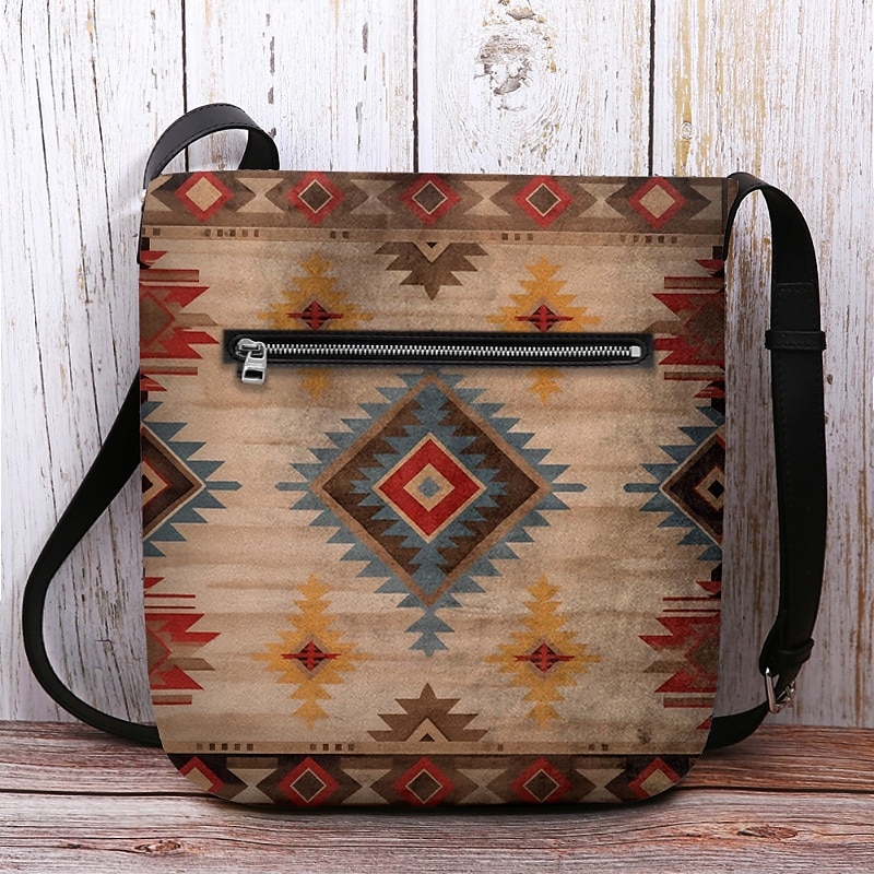 női vintage bohém crossbody táska egyedi azték mintával | tökéletes nyári fesztiválokra 2025 - $24.99 –P5