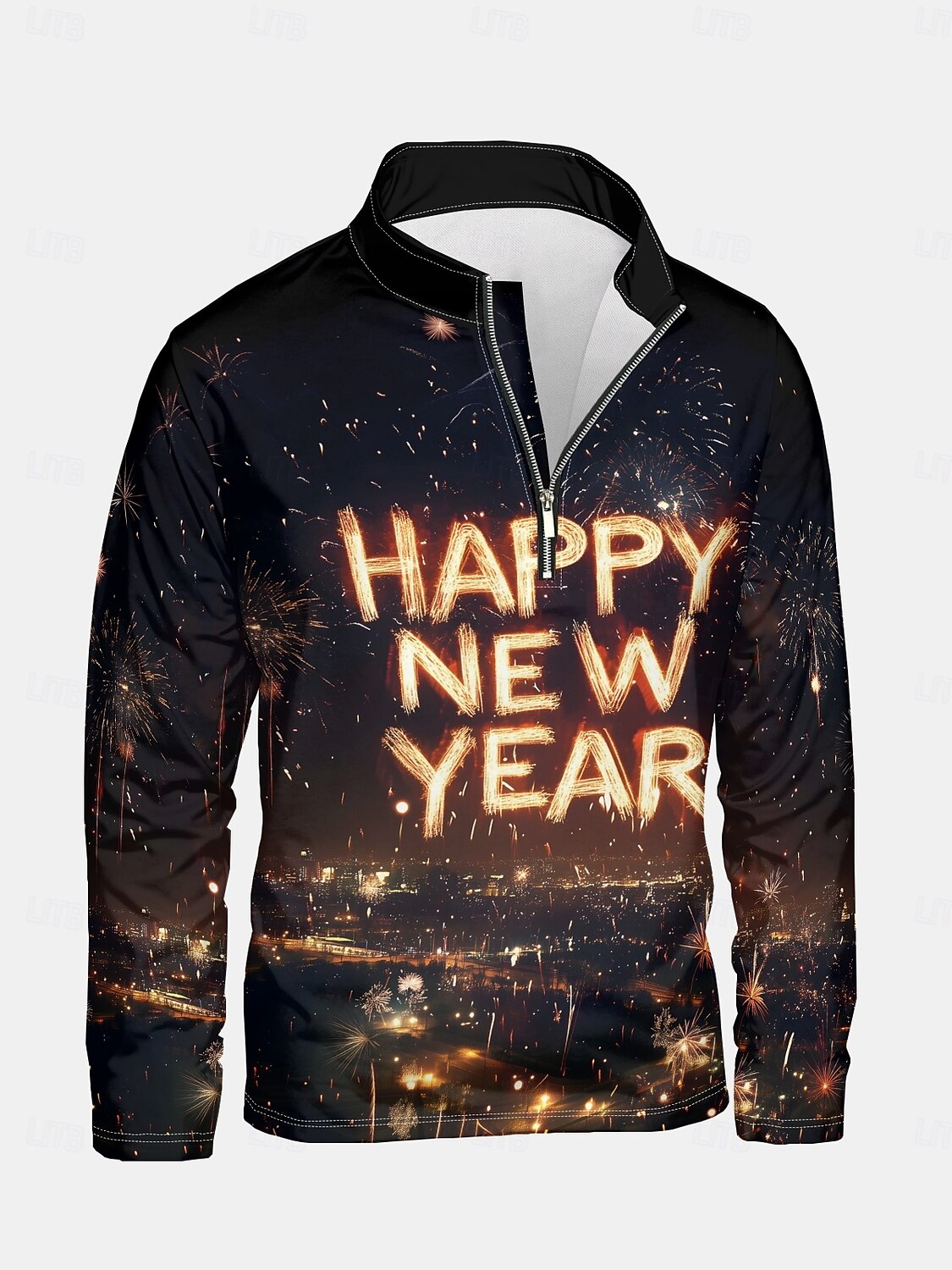 Año Nuevo Hombre Graphic Feliz año nuevo Sudaderas Sudadera con un cuarto de cremallera Manga Larga Camisa de entrenamiento Escote Chino Diario Casual retro de la vendimia Impresión 3D Vacaciones 2025 - $32.99 –P5