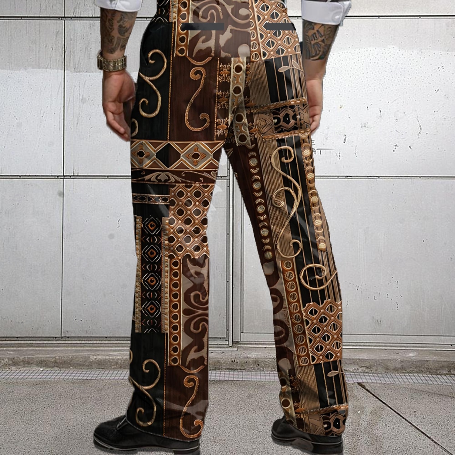 Herr Blommig Etnisk Kostymbyxor Medium Midja Business Casual Formell Bröllop Vardag Dragkedja Ficka Byxor med raka ben Sommar Vår Höst 3D-tryck Gul Blå Purpur 2026 - $31.99 –P6