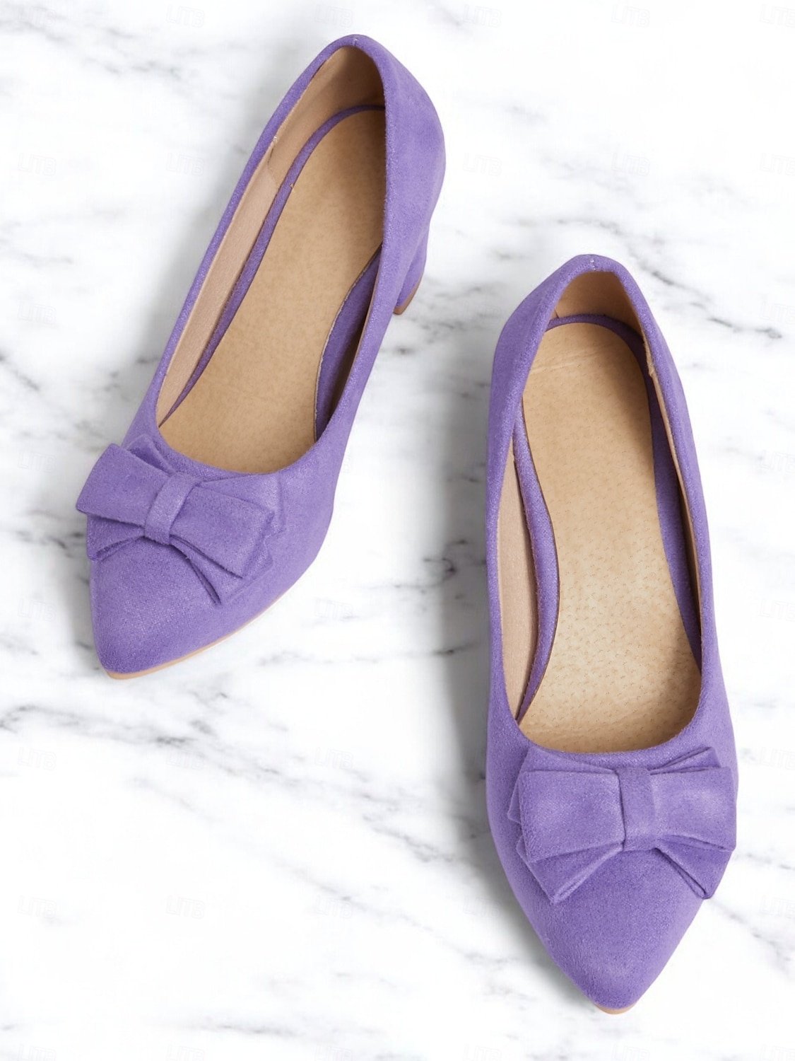 Purple Suede Bow-Tie Low Heel Pumps - Elegant and Comfortable Women's Block Heel Shoes for Everyday Wear 2025 - $42.99 –P2