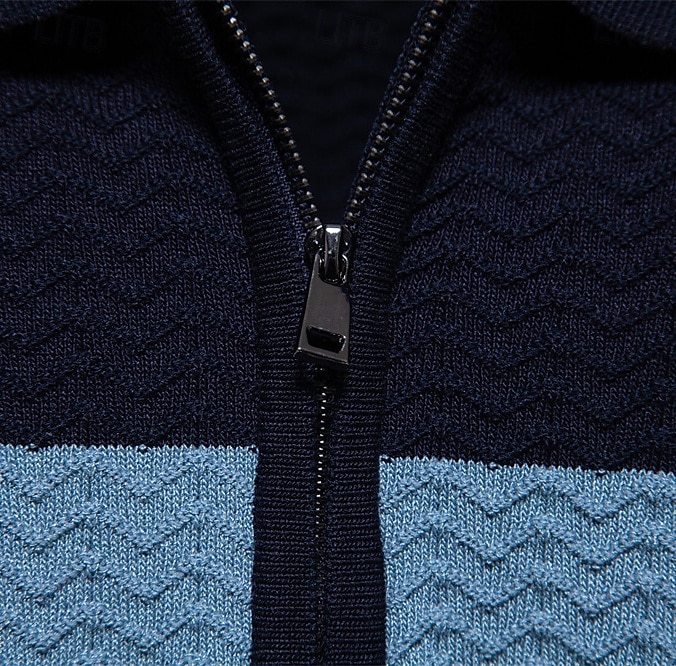Per uomo Polo con zip Lavoro Affari Collo ripiegato Manica Corta Blocco di colori Cerniera Estate Primavera Autunno Bianco perla Nero Blu marino Polo con zip del 2025 a $27.99 –P6