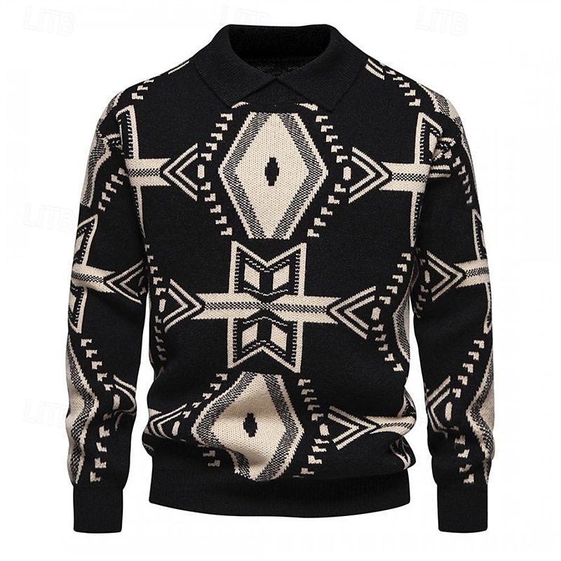 Herren Pullover Strickpullover Gerippt Stricken Standard Strick Raute Kargen Modisch Basic Freizeitskleidung Verabredung Bekleidung Herbst Winter Schwarz Rote S M L 2025 - $39.99 –P7
