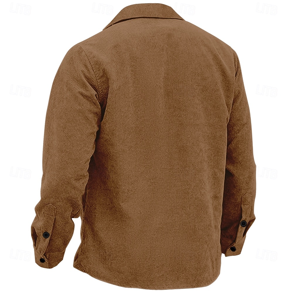 Pánské Kovbojské Kordurová košile Košile bunda Overshirt Dlouhý rukáv Vinobraní vesternový styl Venkovní Na den Ležérní Podzim zima Přehnutý Košile s límečkem 3D tisk Knoflíky 2 kapsy 1ks Černá Vodn 2026 - $40.99 –P2