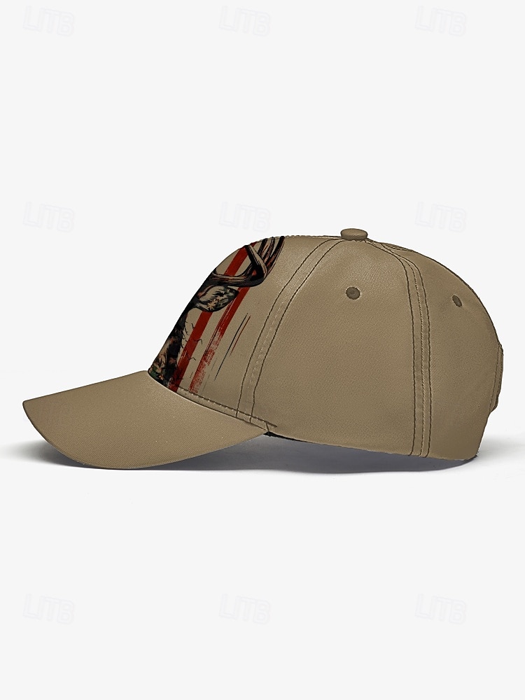 Men's Adjustable Baseball Cap with Patriotic Deer Print and American Flag Design - Outdoor Sports and Casual Wear Hat 2025 - $14.99 –P4
