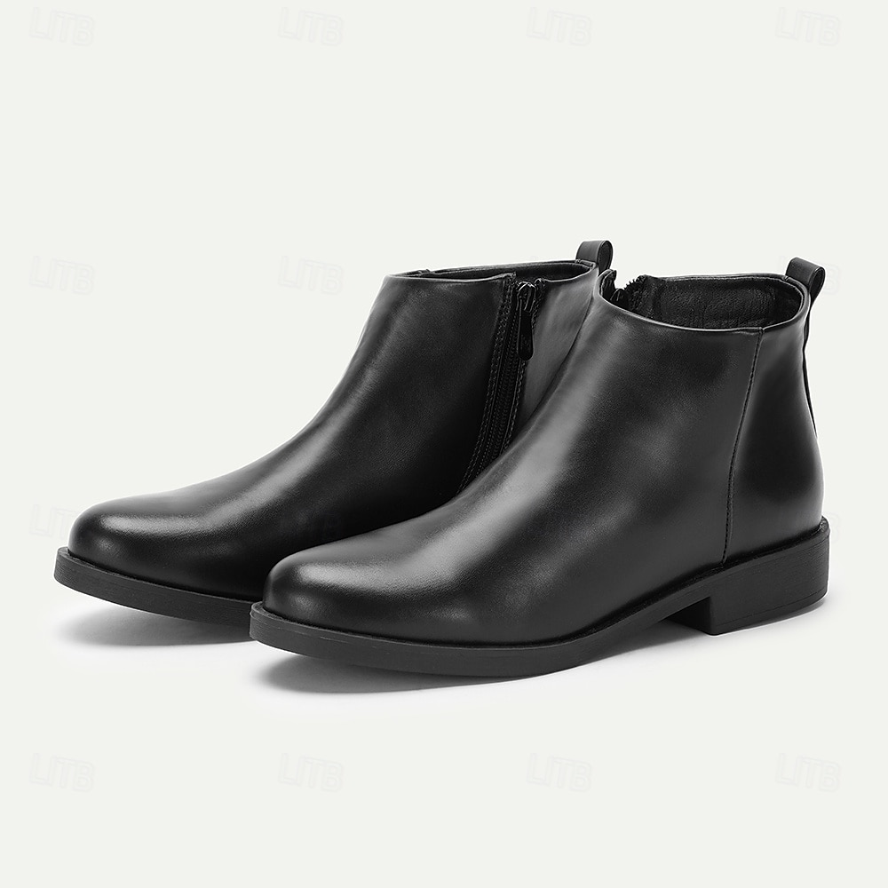 Men's Classic Black Ankle Boots – Sleek Minimalist Design with Side Zip, Comfortable Everyday Footwear for Fall & Winter 2025 - $54.99 –P2