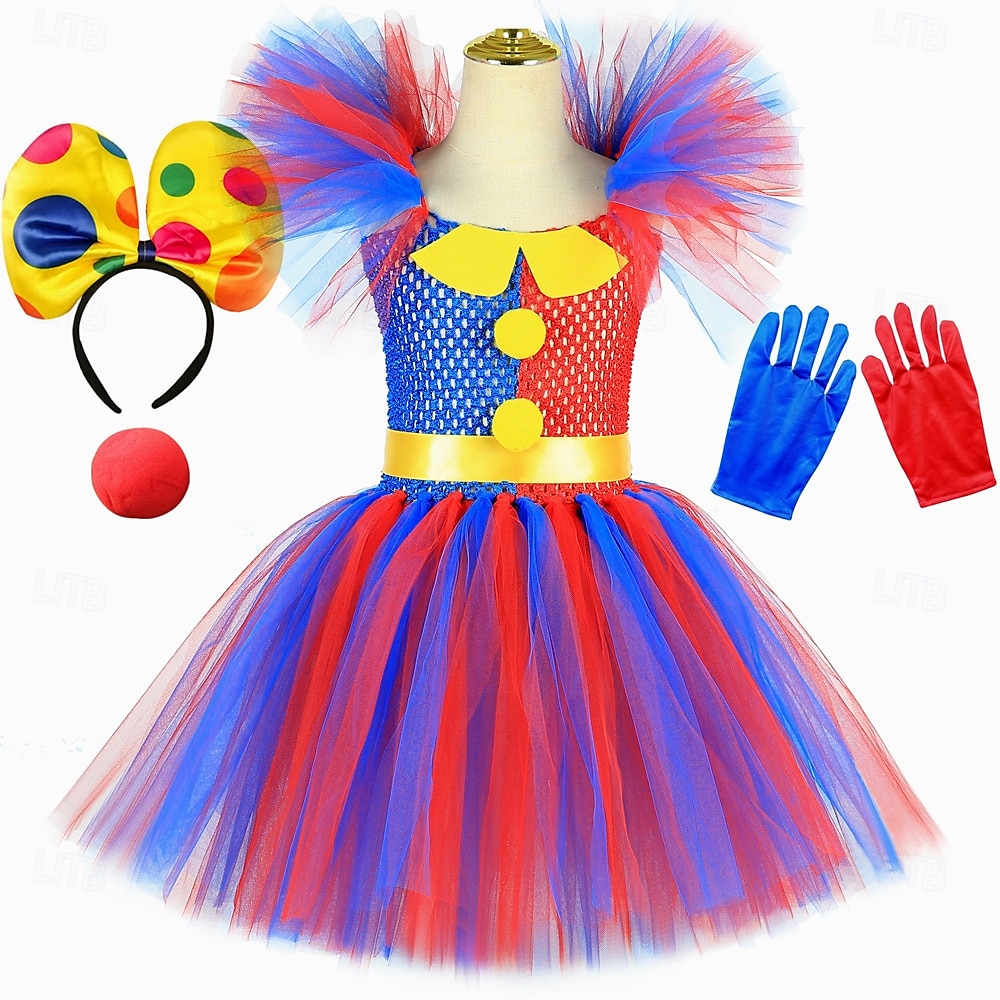 cirkus Žolík Klaun Pomni Karnevalový kostým Úbory Kostým Dětské Dívčí cosplay Výkon Párty Podium Karneval Mardi Gras Jednoduchý karnevalový kostým 2025 - $43.99 –P10