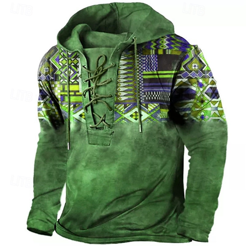 Men's Ethnic Hoodie Hoodies Sweatshirt Pullover Hoodie Sweatshirt Long Sleeve Hooded Sweatshirt Hooded Designer 3D Print Sports & Outdoor Daily Sports Yellow Red Lace up Print Spring & Fall Designer 2025 - $30.99 –P6