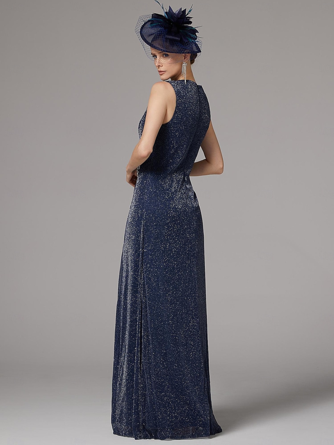 Zweiteiliges Etuikleid Anzug Brautmutter Kleid Elegantes Funkeln  Glanz Juwel Hals Bodenlang Chiffon Lange Ärmel mit Knöpfen 2025 - $155.99 –P5