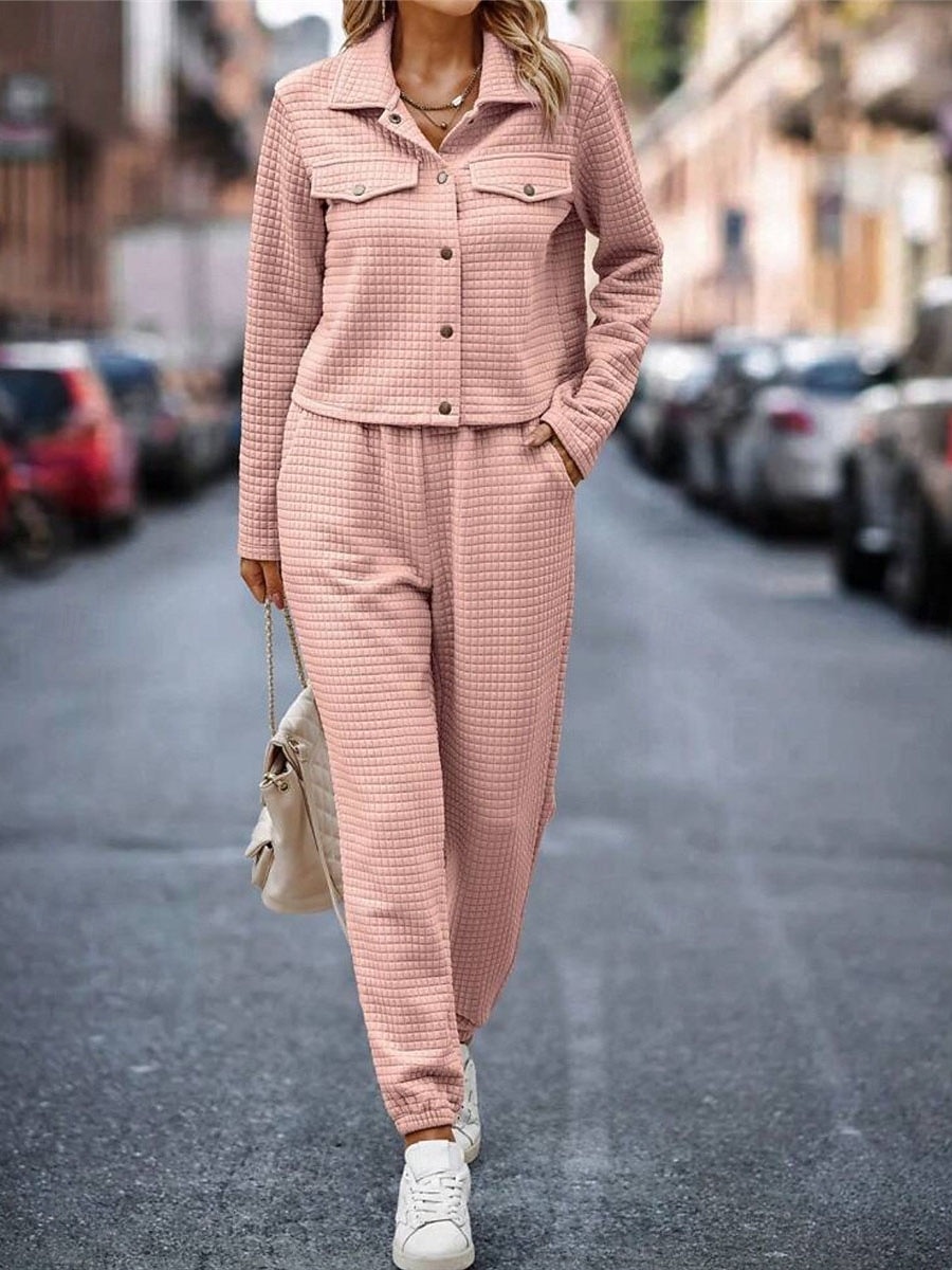 Damen Modisch Strassenmode Täglich Hemd Chinesisch Chino Langarm Hemdkragen Glatt Casual Täglich Rosa Grün Khaki Herbst Regular Fit 2025 - $36.99 –P5