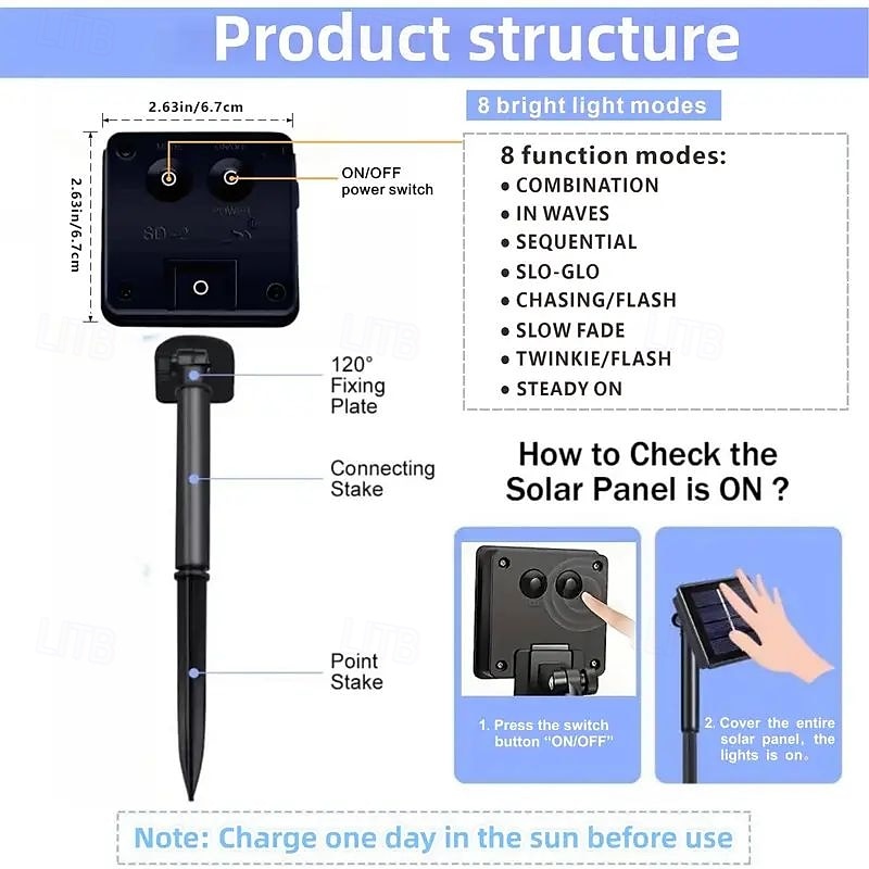 Solar Snowflake String Lights Outdoor Garden Star Fairy Lights Waterproof Festival Wedding Holiday Romantic Double Lights 8 Lighting Modes 100/200LEDs for Bedroom Garden Decoration 2026 - $25.99 –P1