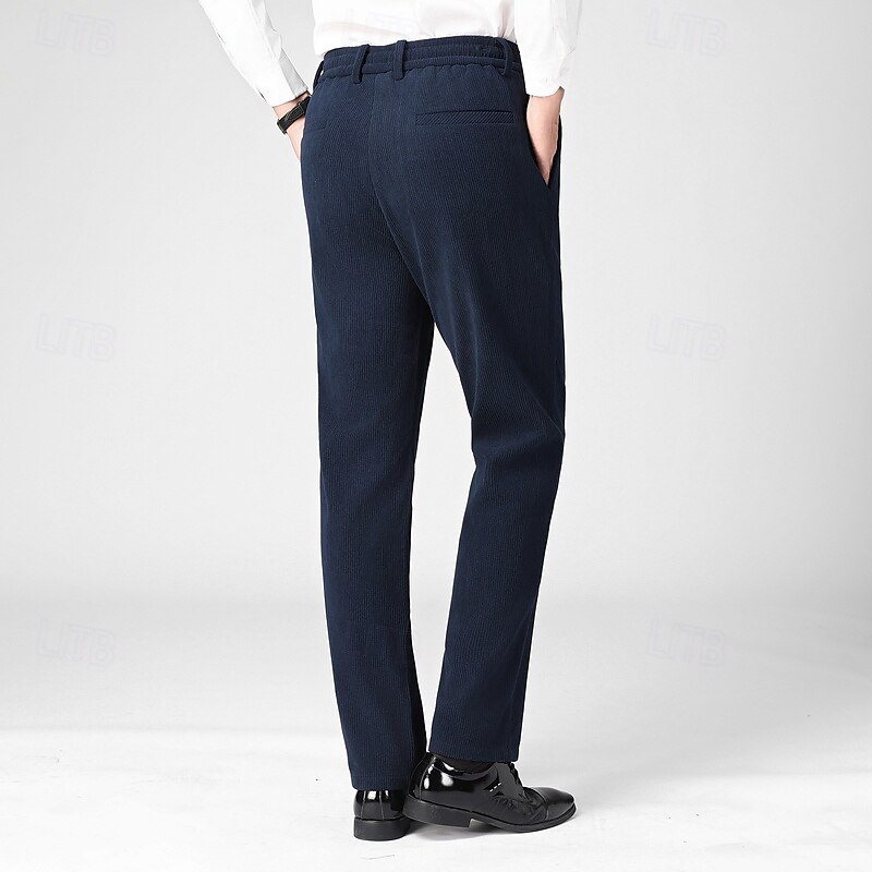 Homens Social Calças de Veludo Calças chinês Bolsos Com Cordão Cintura elástica Côr Sólida Conforto Formal Festa Trabalho Moda Estilo Clássico Preto Azul Marinha Micro-Elástica de 2025 por $18.99 –P18