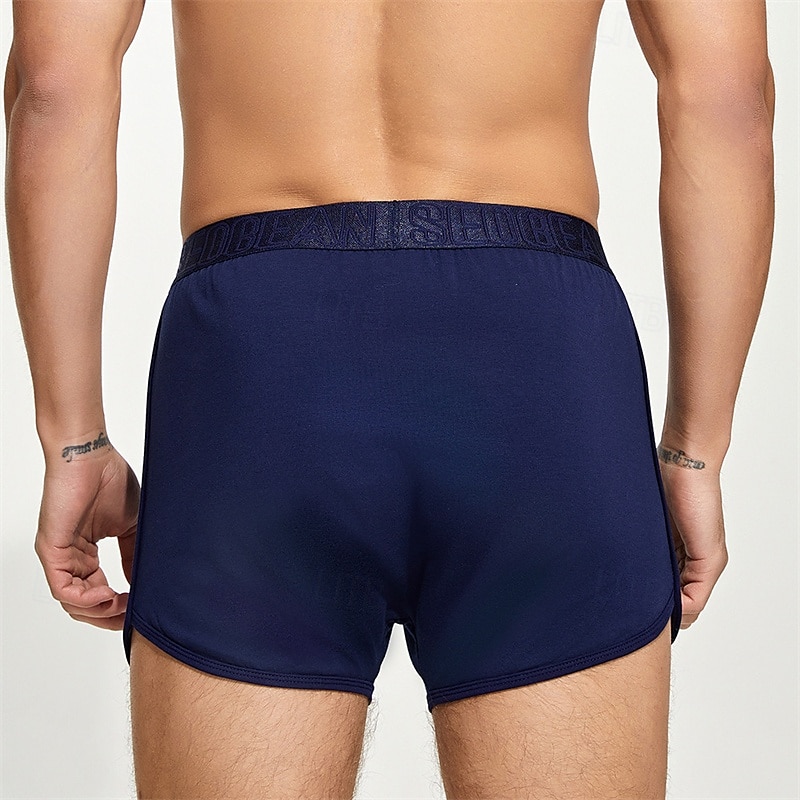 Men's 1 PCS Boxers Underwear Boxer Shorts Elastic Waist 50% Cotton Breathable Soft Comfortable Solid Color Mid Rise Black White 2025 - $11.49 –P6