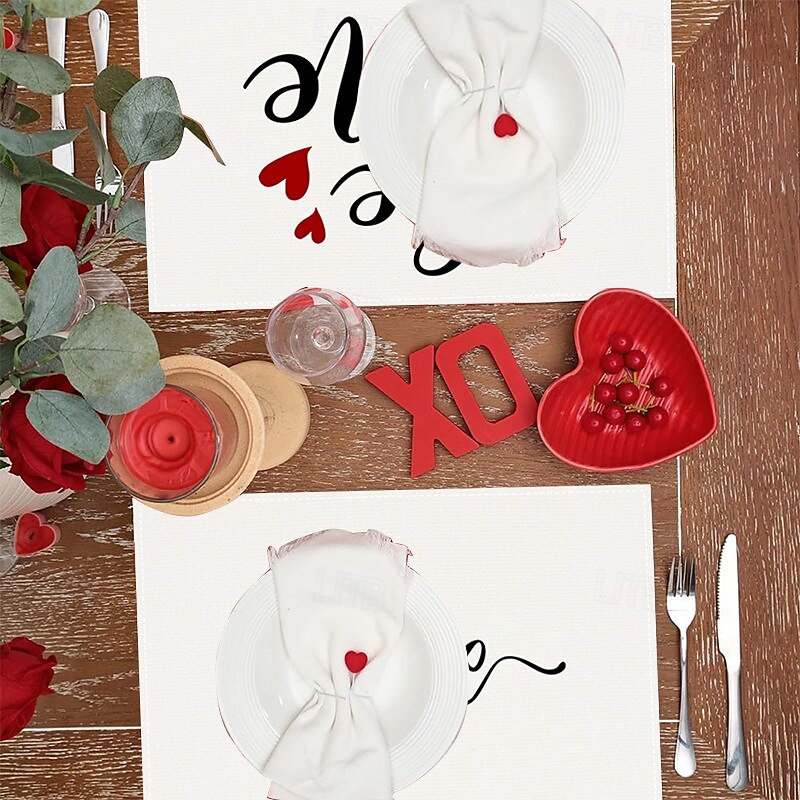 Valentine's Day Placemats Set of 4 Romantic and Decorative Table Mats Featuring Heart or Rose Patterns Durable and Heat-Resistant Perfect for Adding a Touch of Love to Your Dining Table Decor 2025 - $14.49 –P5