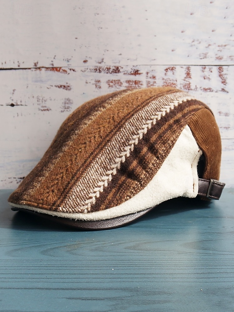casquette à chevrons pour homme avec lanière en cuir réglable - casquette plate de style vintage, idéale pour les vêtements décontractés et les activités de plein air de 2025 ? $14.99 –P2