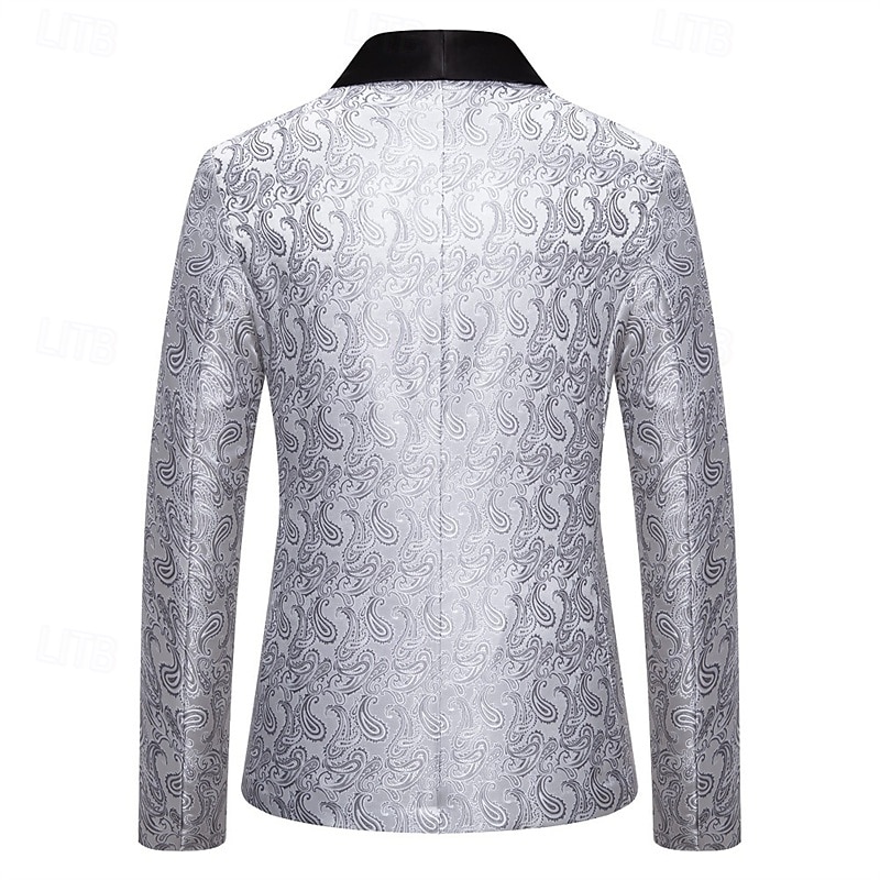Bărbați Blazer Afaceri Petrecere cu cocktail Petrecere Nuntă Modă Casual Primăvara & toamnă Poliester Imprimeu Paisley Buzunar Nasturi Comfortabil Cu Un Nasture Blazer Argintiu Gri Închis Negru Alb 2026 - $60.99 –P20