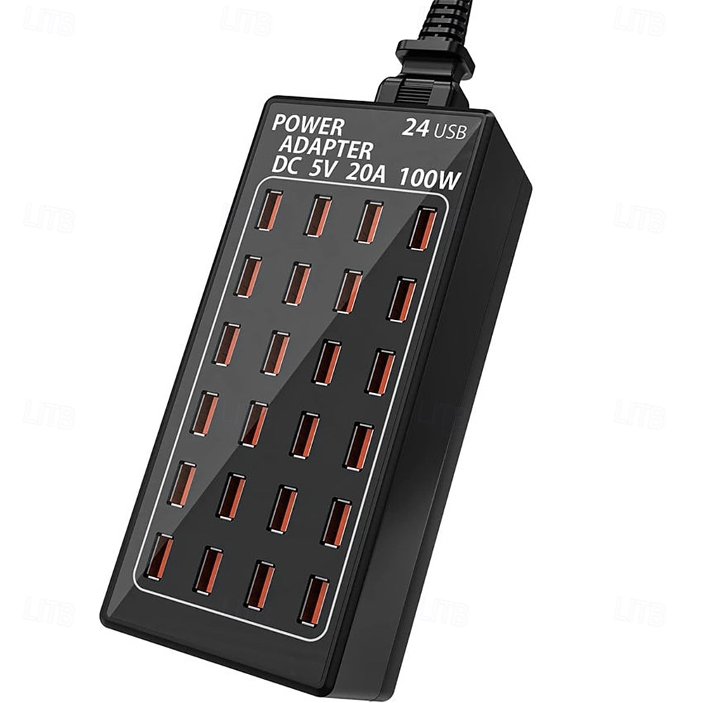 ny vare 5v 20a 100w 24 port usb hurtigladestasjonreise stasjonær usb hurtiglader multiporter ladestasjon 2025 - $51.99 –P1